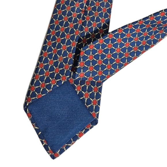 HERMÈS 7052 TA Blue/Red Chain Link Silk LUXURY Tie FRANCE - Picture 5 of 5